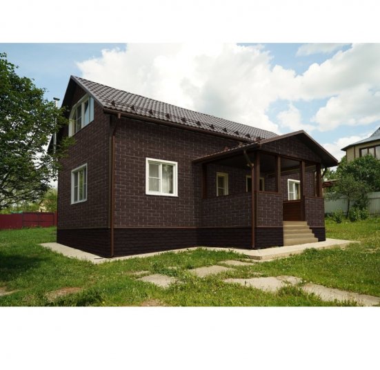 Фасадные панели Grand Line Колотый камень Design шоколадный со швом RAL 7006