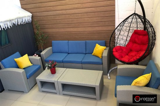 Комплект мебели Rattan Premium 5 серо-синий