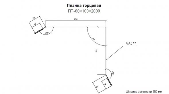 Планка торцевая 80х100 Стинержи Graphite45
